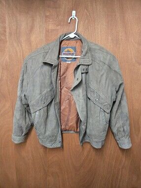 Midway Men's Brown Leather Bomber Jacket Size 46